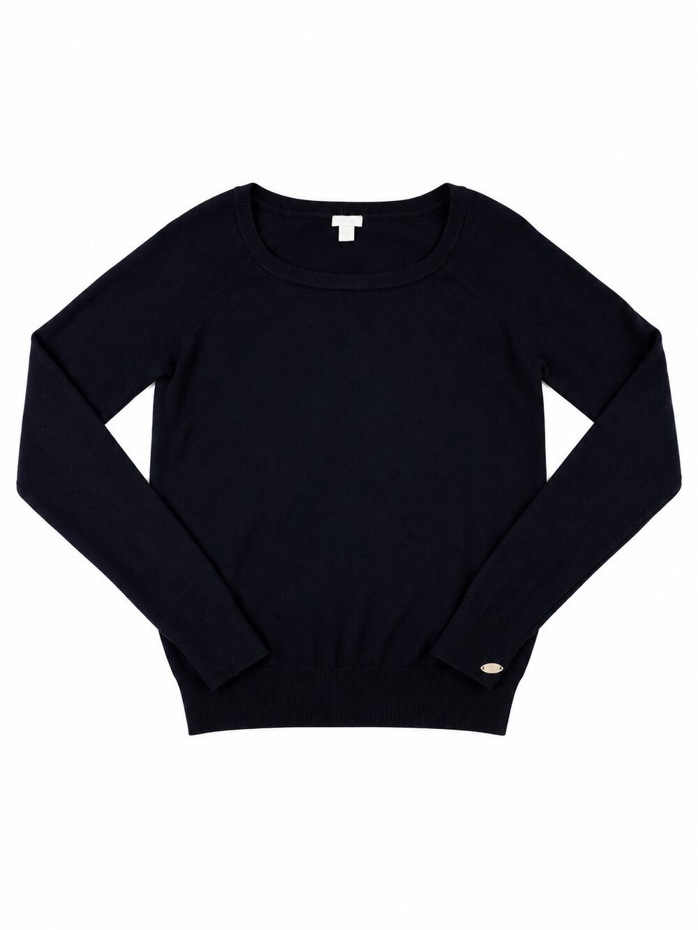 GUESS Women’s S/P Black Crewneck Long Sleeve Sweater Minimalist Classic